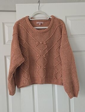 Love Tree Peach Cable Knit Sweater - Women's Cozy Pullover